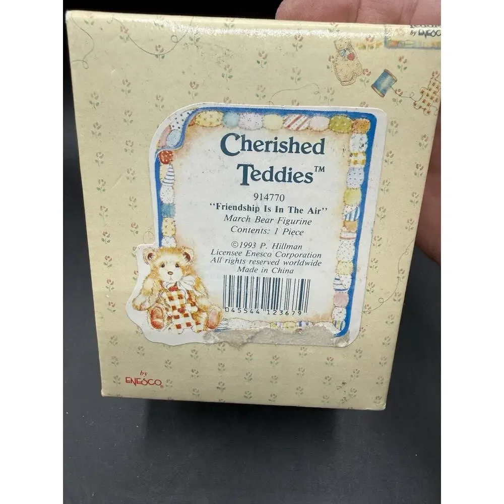 Vtg Enesco Cherished Teddies March Birthday Bear Friendship Is In The Air NEW 1